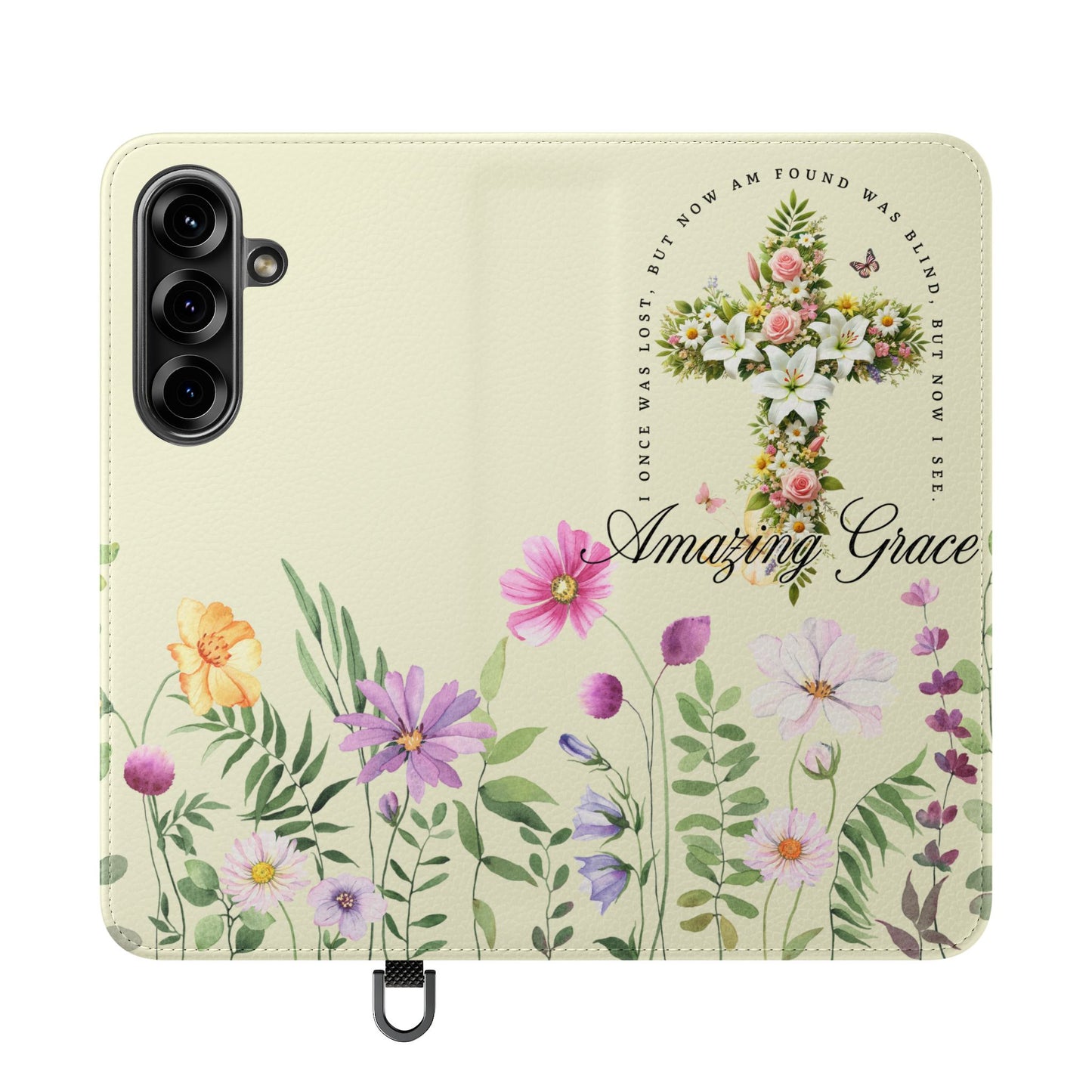 Floral Christian Prayer Flip Case, Amazing Grace, iPhone Samsung Wallet, Gifts for Her, Christian Phone Cover, Spring Floral Design