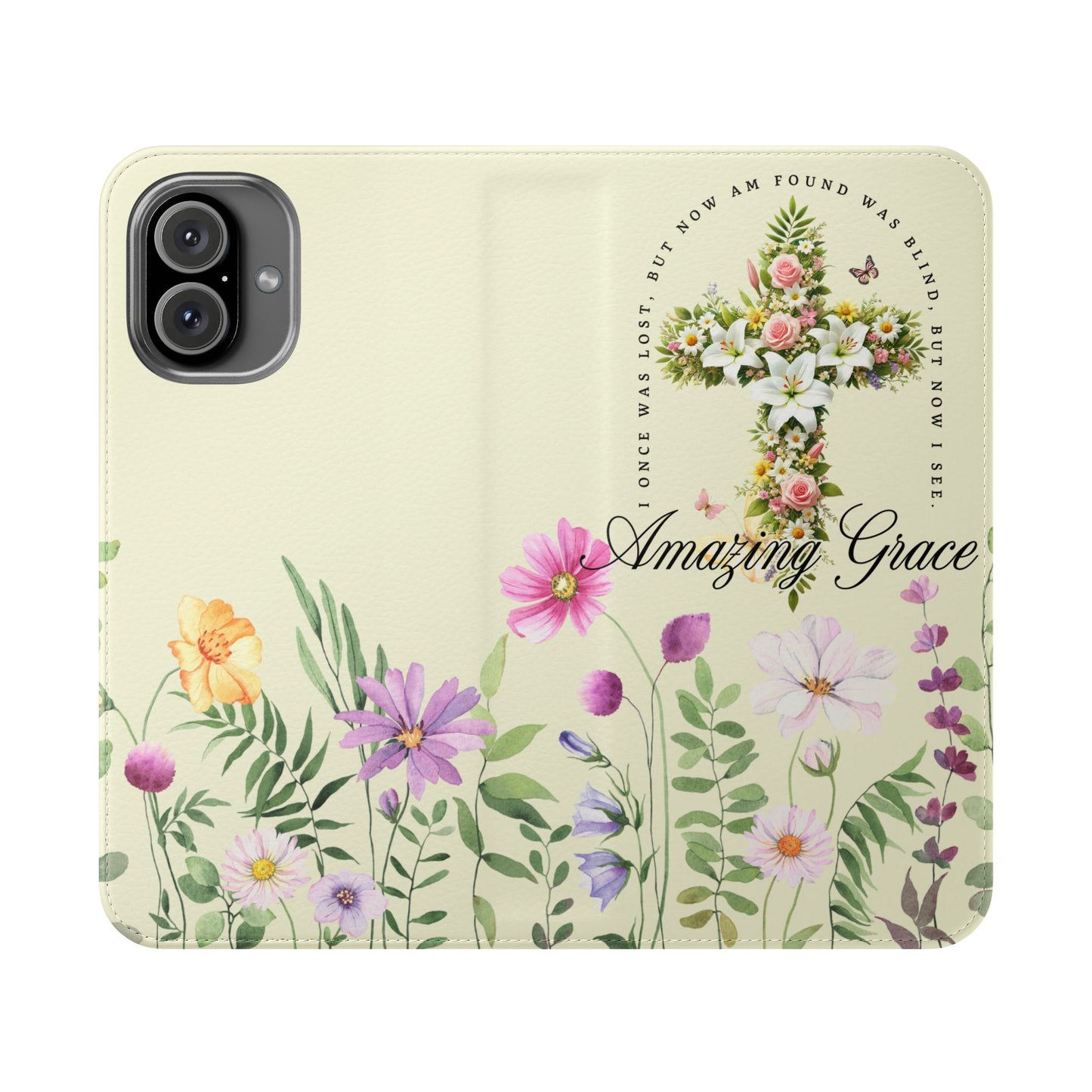 Floral Christian Prayer Flip Case, Amazing Grace, iPhone Samsung Wallet, Gifts for Her, Christian Phone Cover, Spring Floral Design