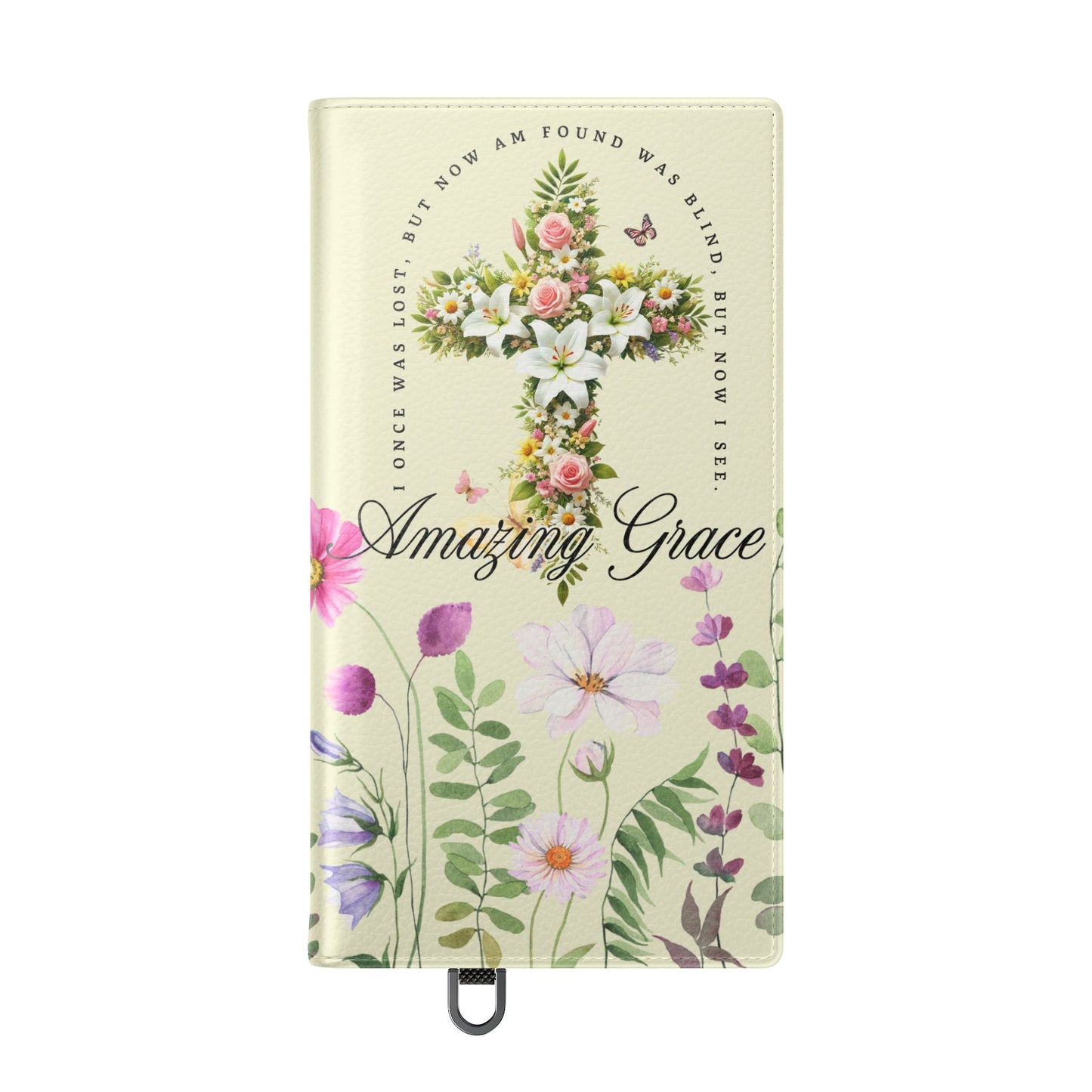 Floral Christian Prayer Flip Case, Amazing Grace, iPhone Samsung Wallet, Gifts for Her, Christian Phone Cover, Spring Floral Design