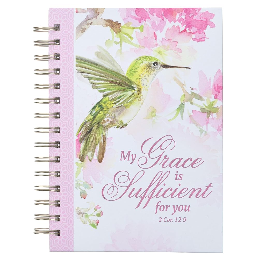 Christian Art Gifts Pink Journal w/Scripture My Grace Large Bible Verse Notebook, 192 Ruled Pages, 2 Cor. 12:9 Bible Verse cover image