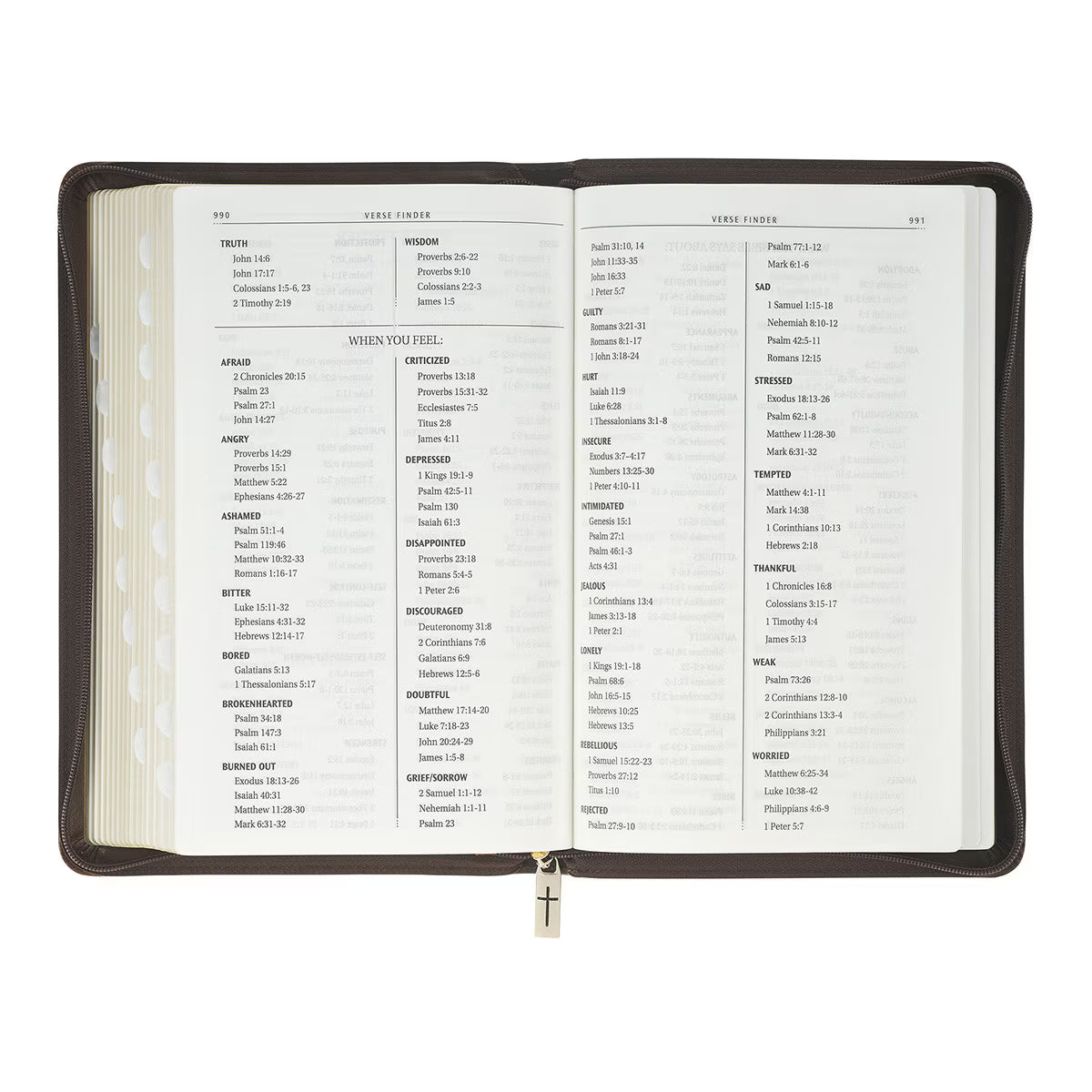 KJV Holy Bible, Deluxe Gift Bible with Thumb Tabs, Ribbon Marker, King James Version, Faux Leather, Amazing Grace, Zipper Closure
