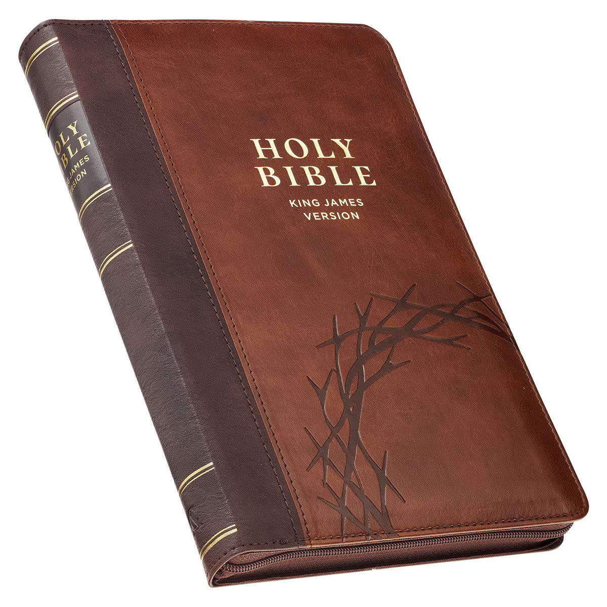 KJV Holy Bible, Deluxe Gift Bible with Thumb Tabs, Ribbon Marker, King James Version, Faux Leather, Amazing Grace, Zipper Closure