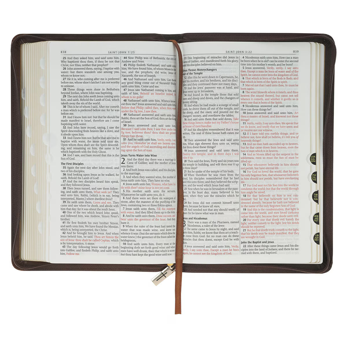 KJV Holy Bible, Deluxe Gift Bible with Thumb Tabs, Ribbon Marker, King James Version, Faux Leather, Amazing Grace, Zipper Closure