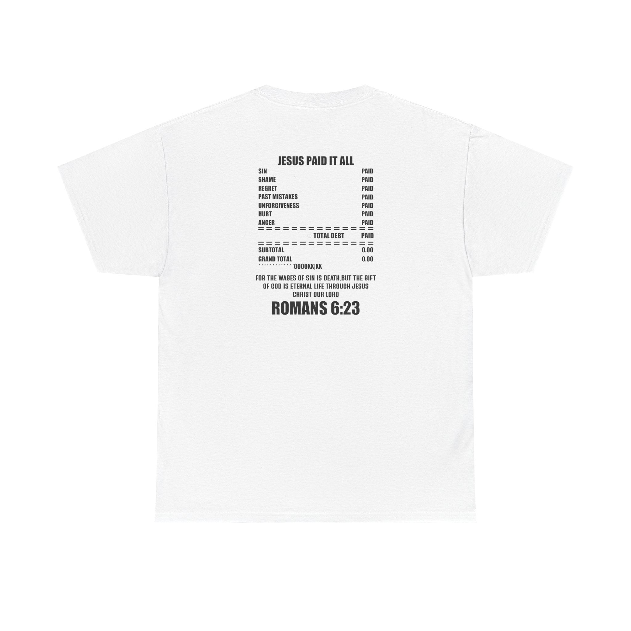 Inspirational Christian Tee 'Put on the Full Armor of God' with Romans 6:23 Faith Heavy Cotton T-Shirt