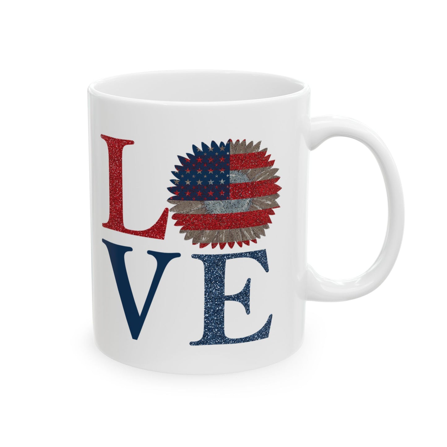 Love American Flag Patriotic Ceramic Mug
