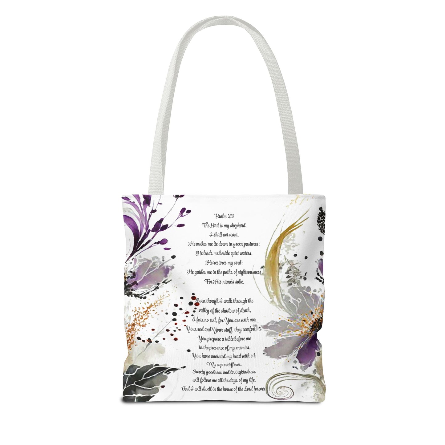 Psalm 23 Floral Tote Bag
