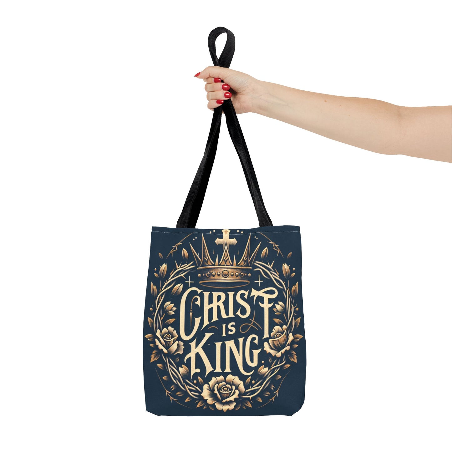 Christ is King Tote Bag, Inspirational Tote, Christian Gift, Floral Design Bag, Religious Accessories, Everyday Tote