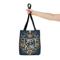 Christ is King Tote Bag, Inspirational Tote, Christian Gift, Floral Design Bag, Religious Accessories, Everyday Tote
