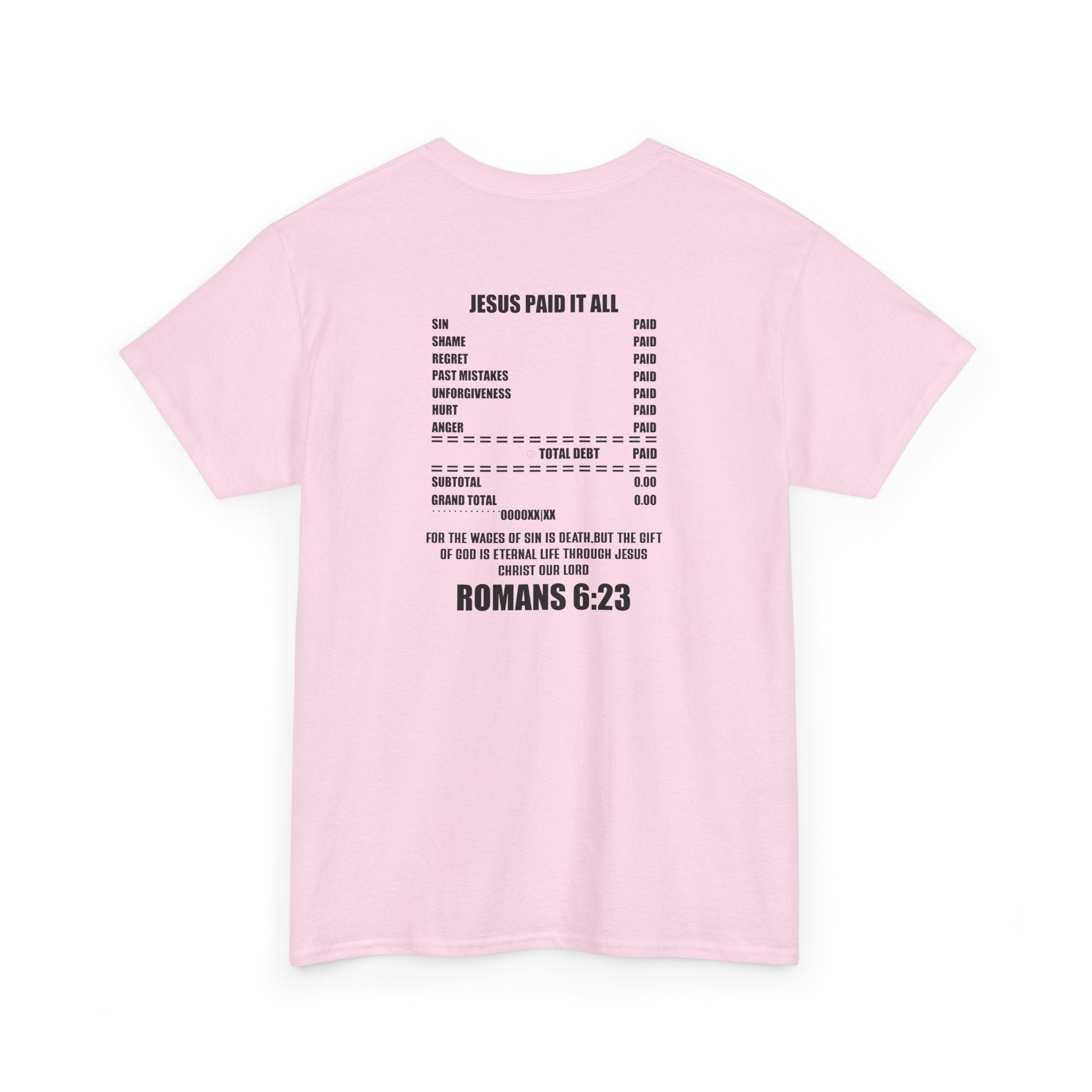 Inspirational Christian Tee 'Put on the Full Armor of God' with Romans 6:23 Faith Heavy Cotton T-Shirt