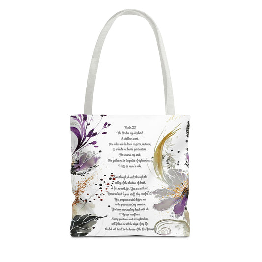 Psalm 23 Floral Tote Bag