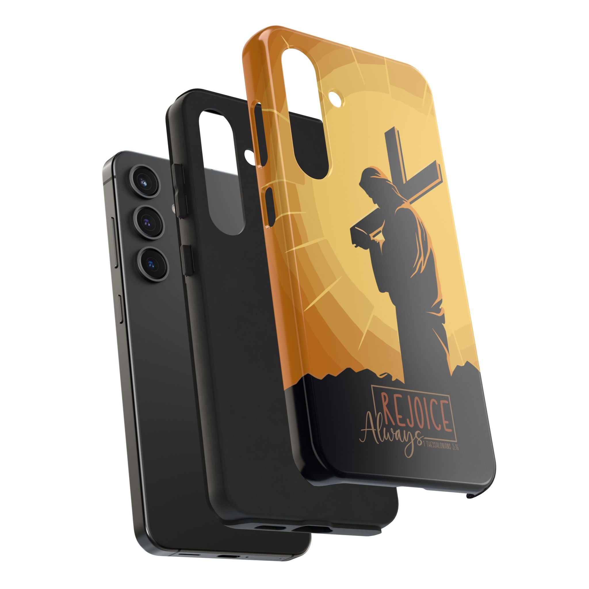 Christian Tough Phone Case, Inspirational Phone Cover, Religious Gifts, Faith-Based Accessory, Rejoice Always for iPhone and Samsung