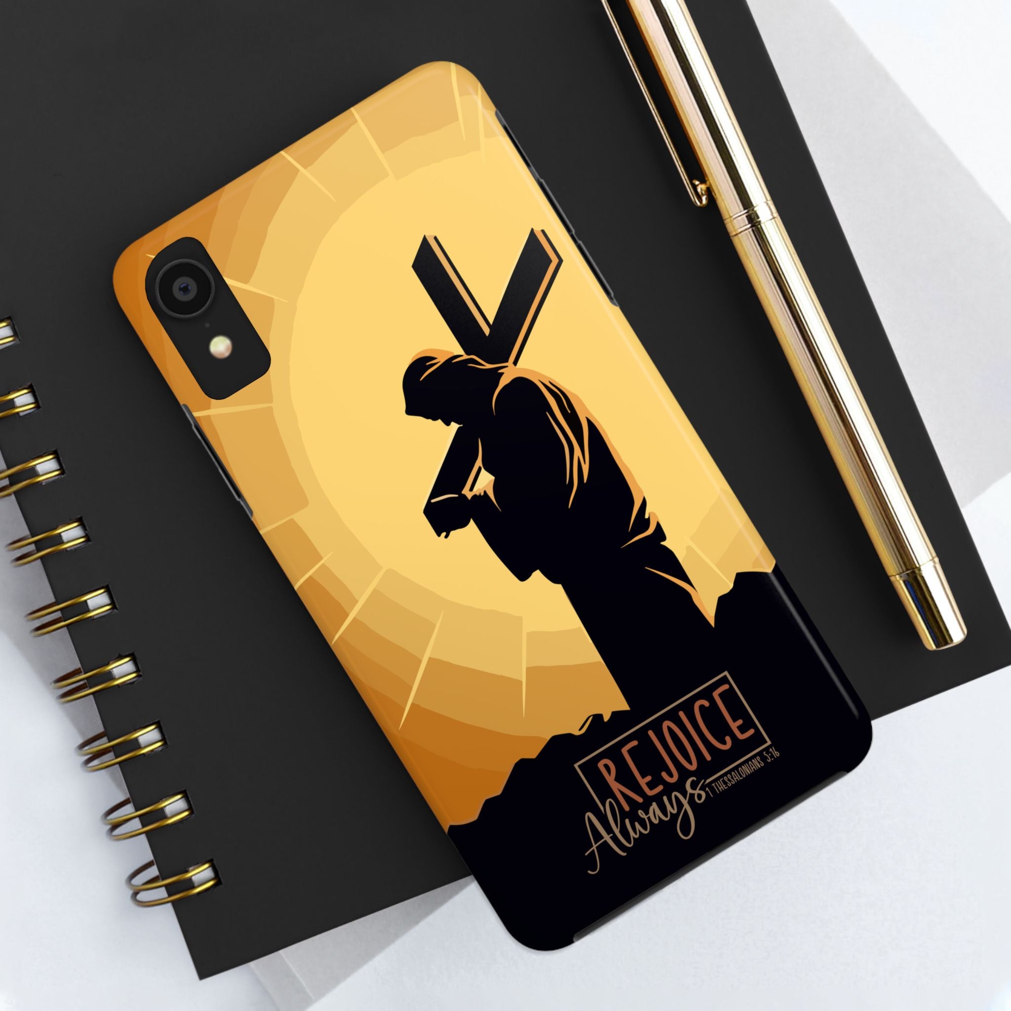 Christian Tough Phone Case, Inspirational Phone Cover, Religious Gifts, Faith-Based Accessory, Rejoice Always for iPhone and Samsung