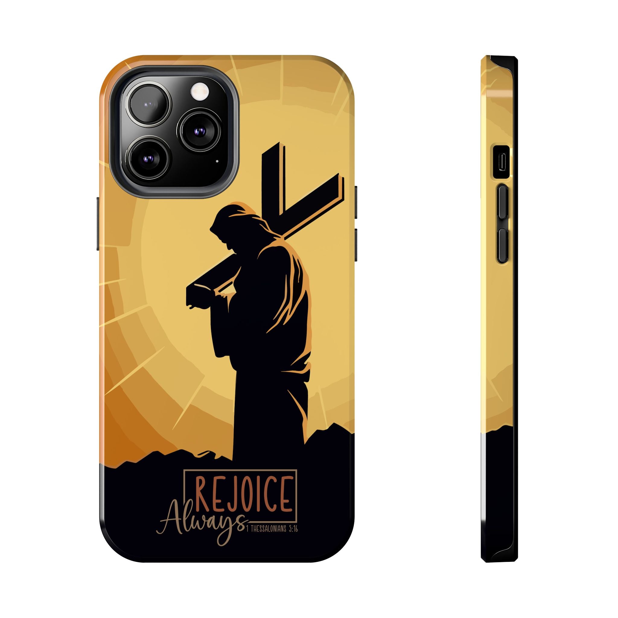 Christian Tough Phone Case, Inspirational Phone Cover, Religious Gifts, Faith-Based Accessory, Rejoice Always for iPhone and Samsung