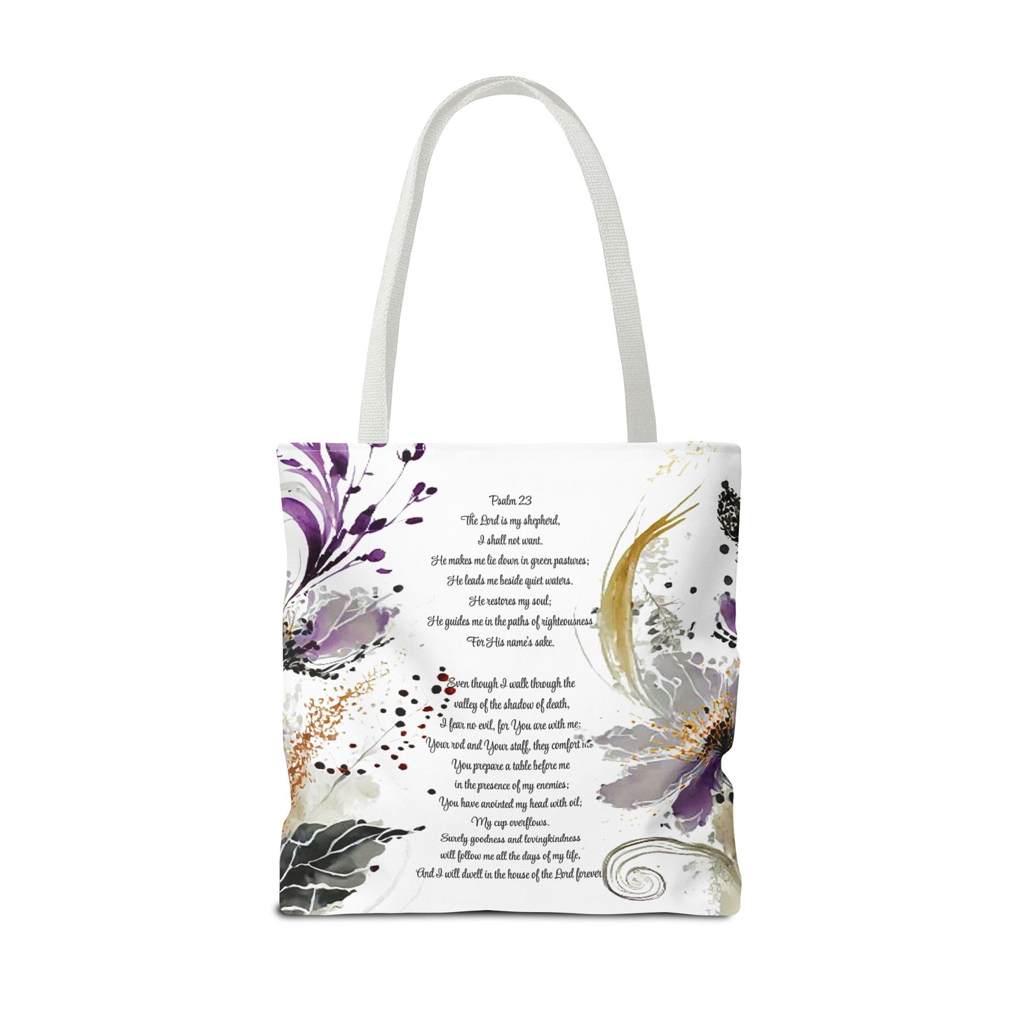 Psalm 23 Floral Tote Bag