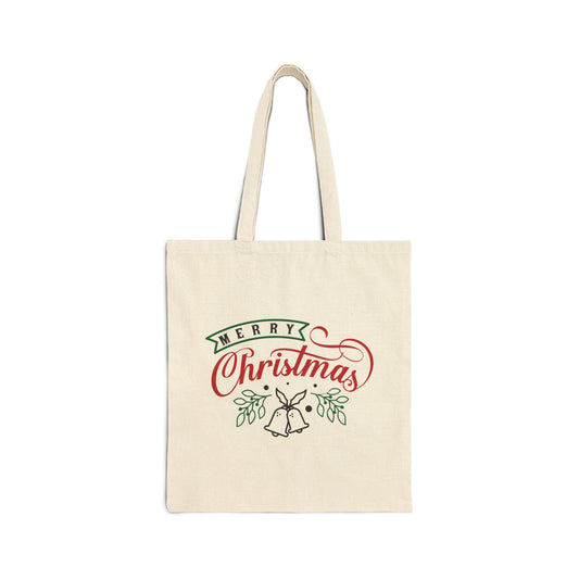 Merry Christmas Cotton Canvas Tote Bag