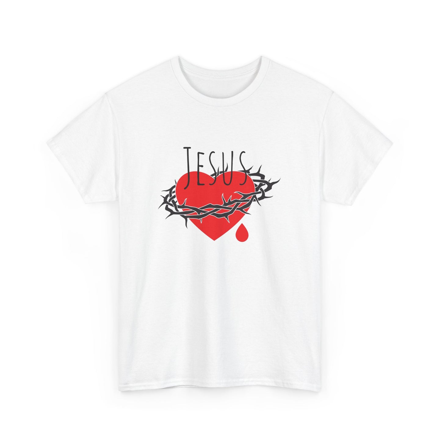 Jesus Heart Crown Of Thorns Unisex Heavy Cotton Tee