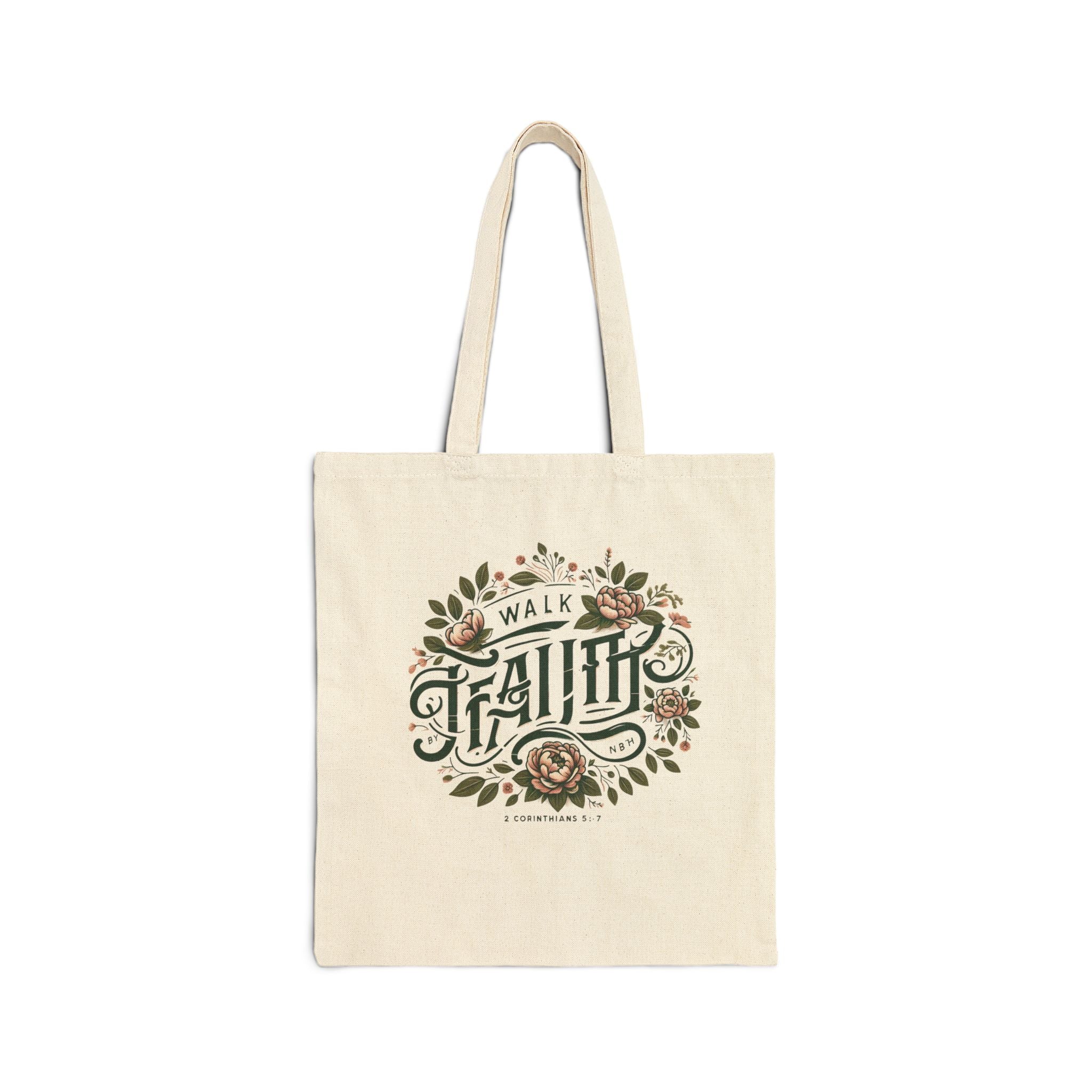 Inspirational Canvas Tote Bag - Walk by Faith | Eco-Friendly Bag for Shopping, Gym, Beach, Gifts, Everyday Use