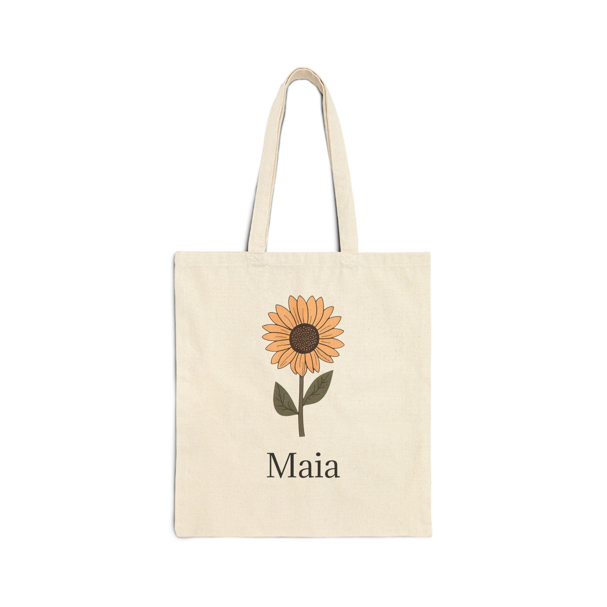 Personalized Floral Cotton Tote Bag, Eco-Friendly Shopping Bag, Custom Name Tote, Birthday Gift, Reusable Grocery Bag