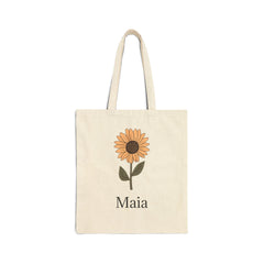 Personalized Floral Cotton Tote Bag, Eco-Friendly Shopping Bag, Custom Name Tote, Birthday Gift, Reusable Grocery Bag