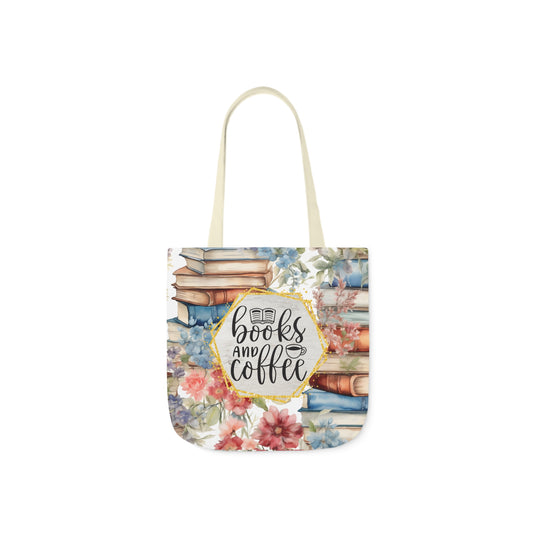 Books & Coffee Polyester Canvas Tote Bag