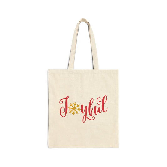 Joyful Christmas Cotton Canvas Tote Bag