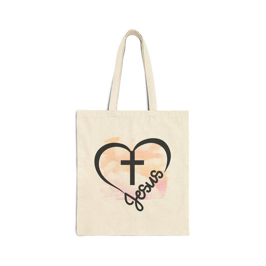 Heart Jesus Cotton Canvas Tote Bag