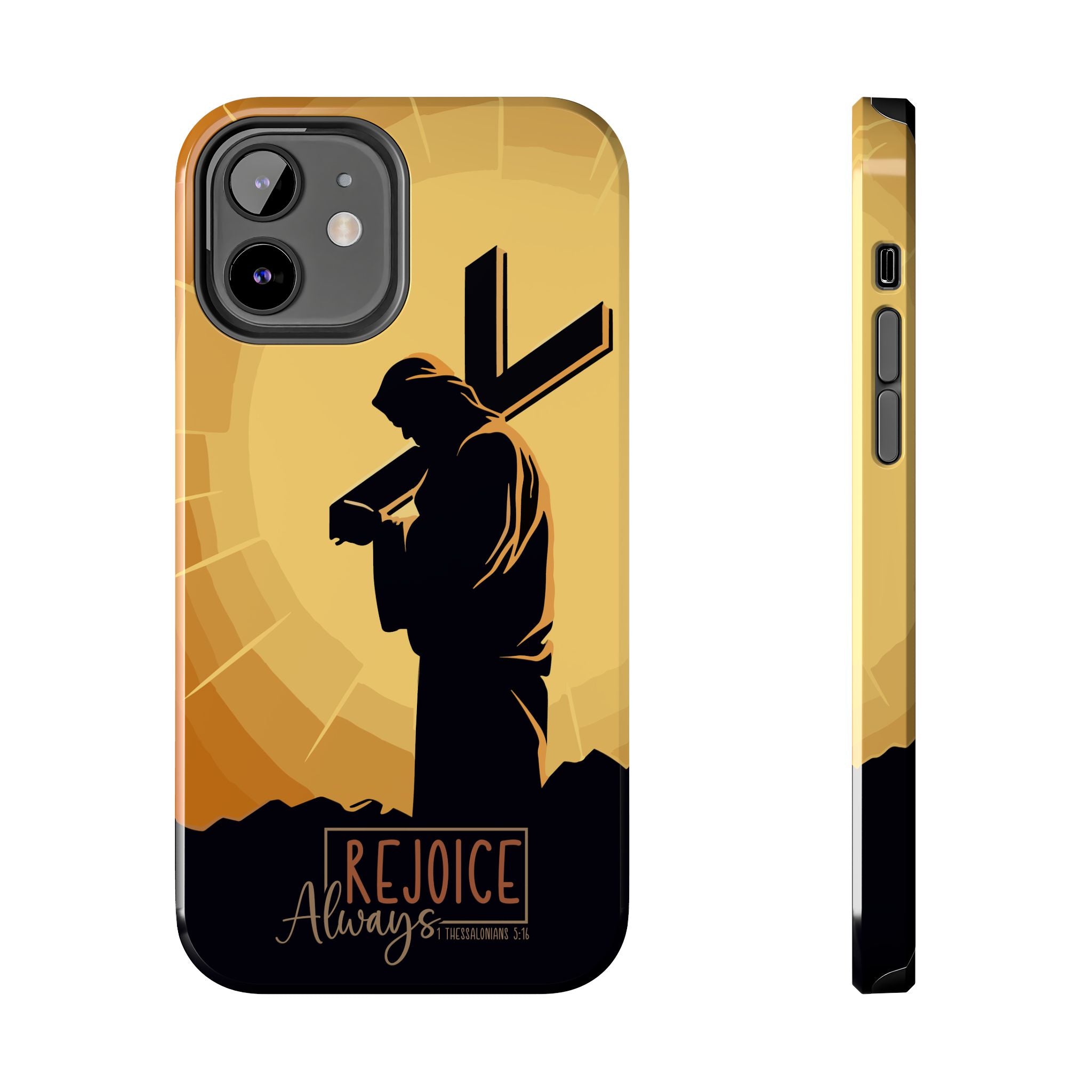 Christian Tough Phone Case, Inspirational Phone Cover, Religious Gifts, Faith-Based Accessory, Rejoice Always for iPhone and Samsung