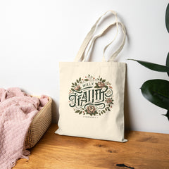 Inspirational Canvas Tote Bag - Walk by Faith | Eco-Friendly Bag for Shopping, Gym, Beach, Gifts, Everyday Use