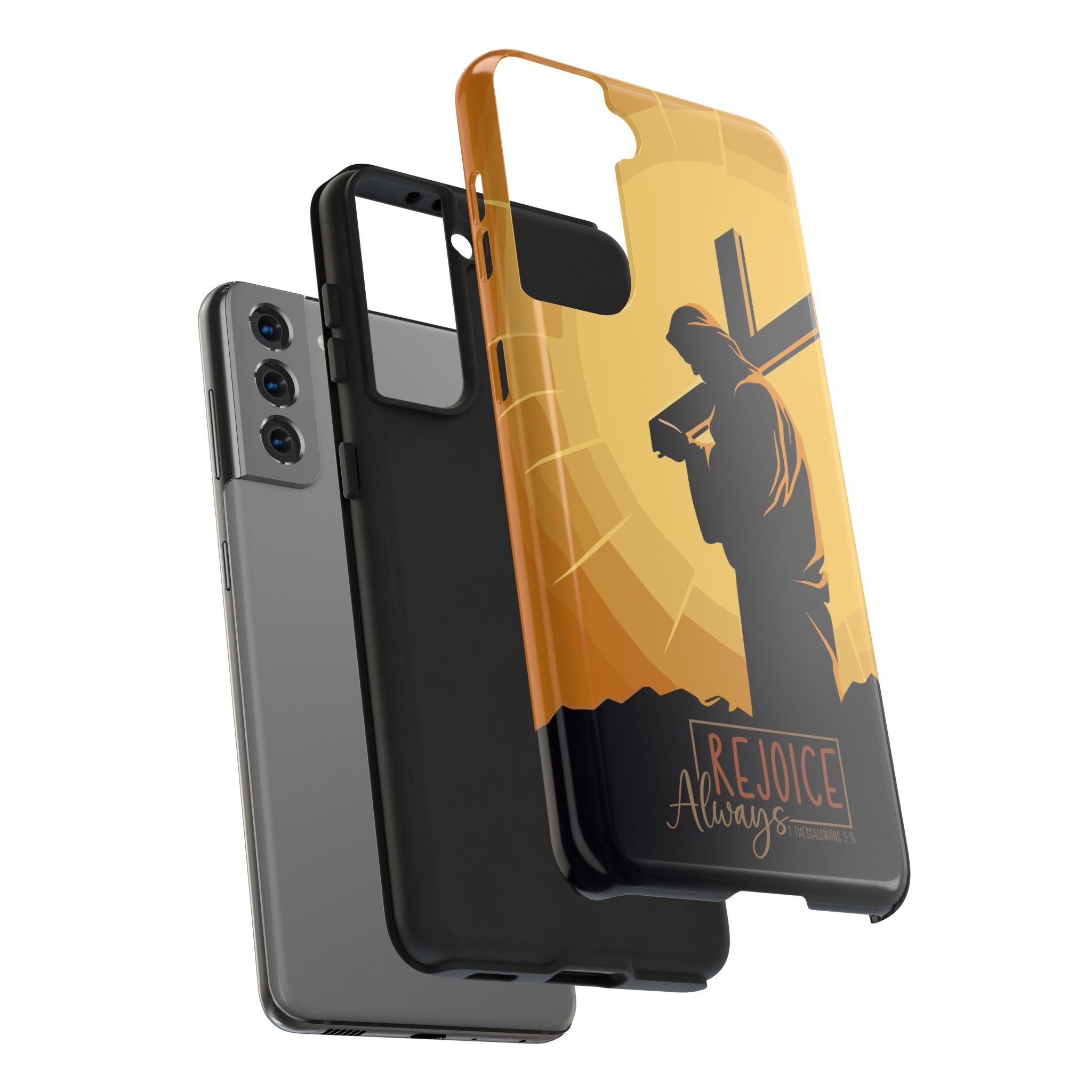 Christian Tough Phone Case, Inspirational Phone Cover, Religious Gifts, Faith-Based Accessory, Rejoice Always for iPhone and Samsung