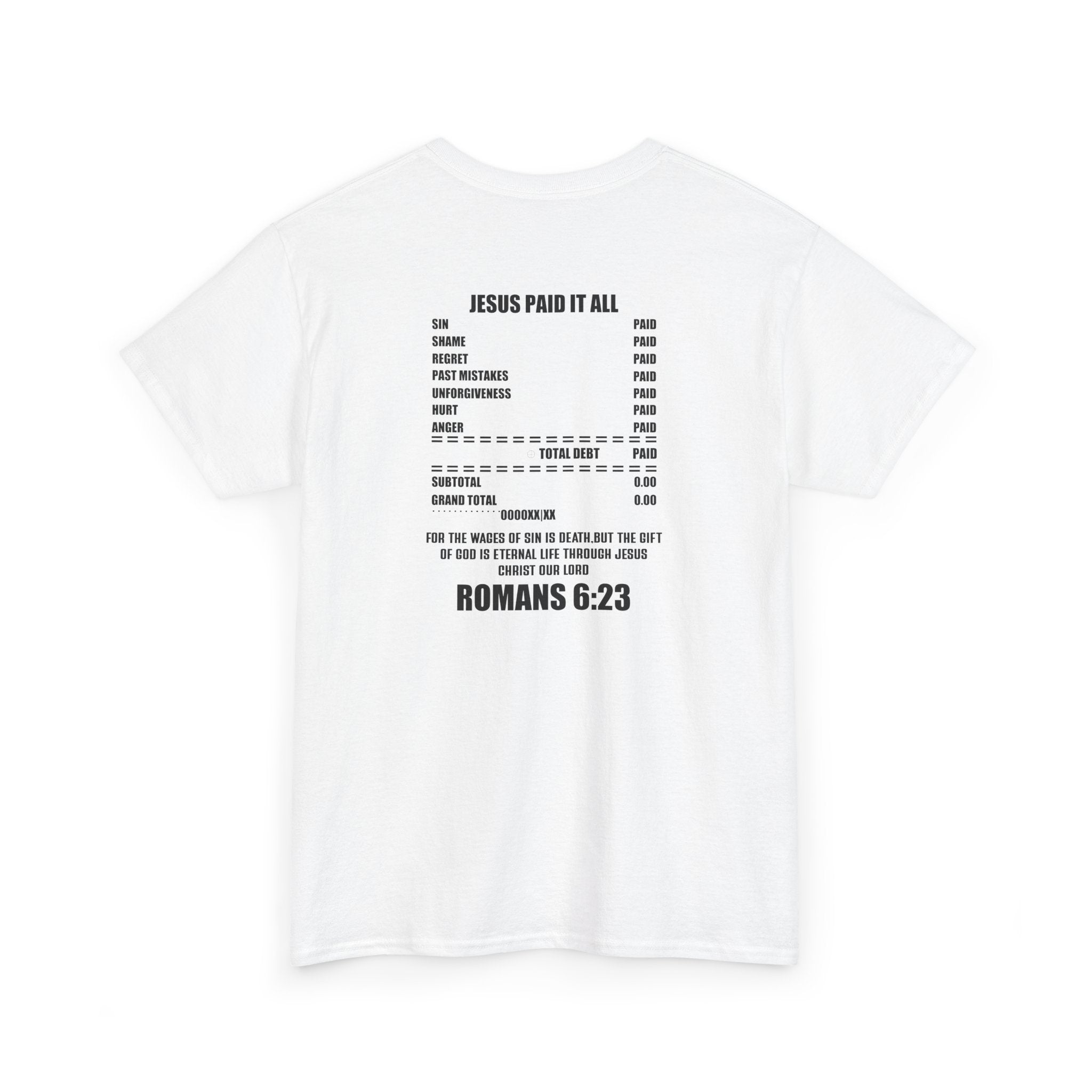 Inspirational Christian Tee 'Put on the Full Armor of God' with Romans 6:23 Faith Heavy Cotton T-Shirt