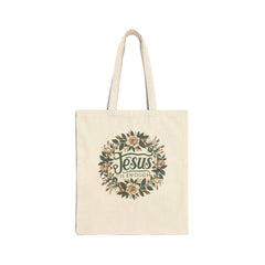 Faith-Inspired Cotton Canvas Tote Bag, Eco-Friendly Bag, Religious Gift, Jesus is Enough, Floral Tote, Christian Lifestyle Bag