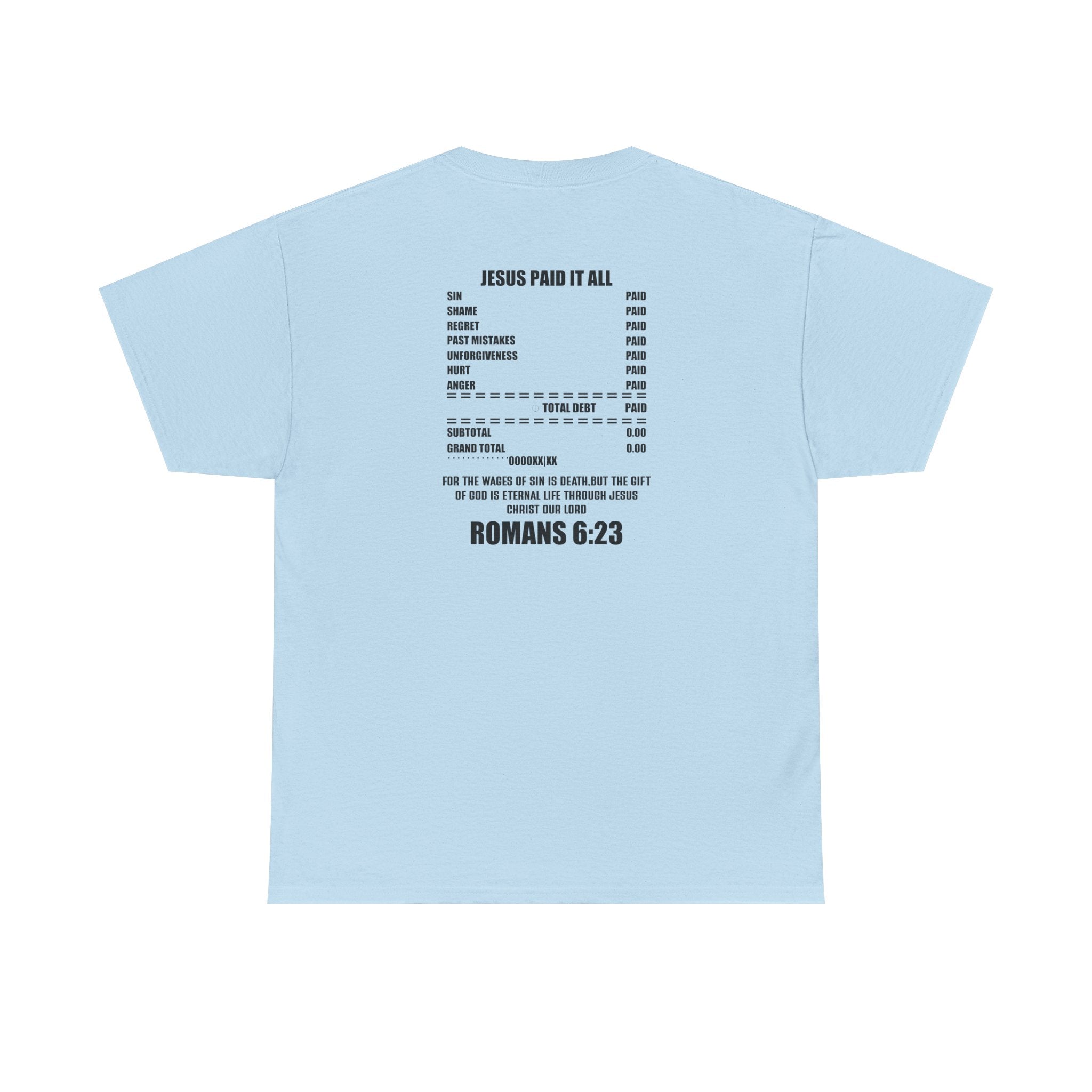 Inspirational Christian Tee 'Put on the Full Armor of God' with Romans 6:23 Faith Heavy Cotton T-Shirt