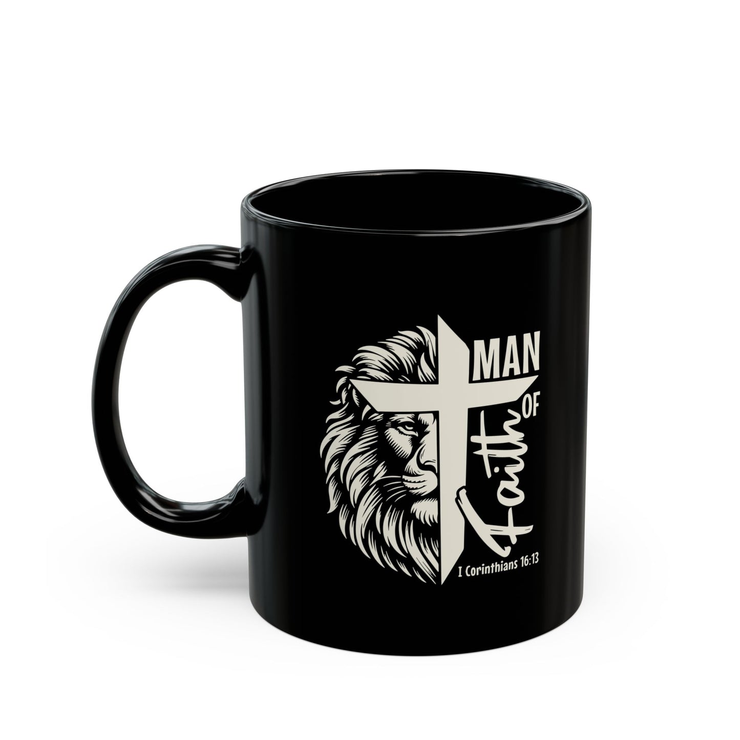 Man Of Faith Black Mug