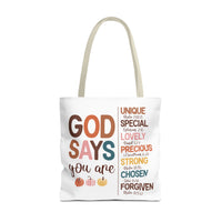 God Says You Are...Inspirational Carryall Tote Bag