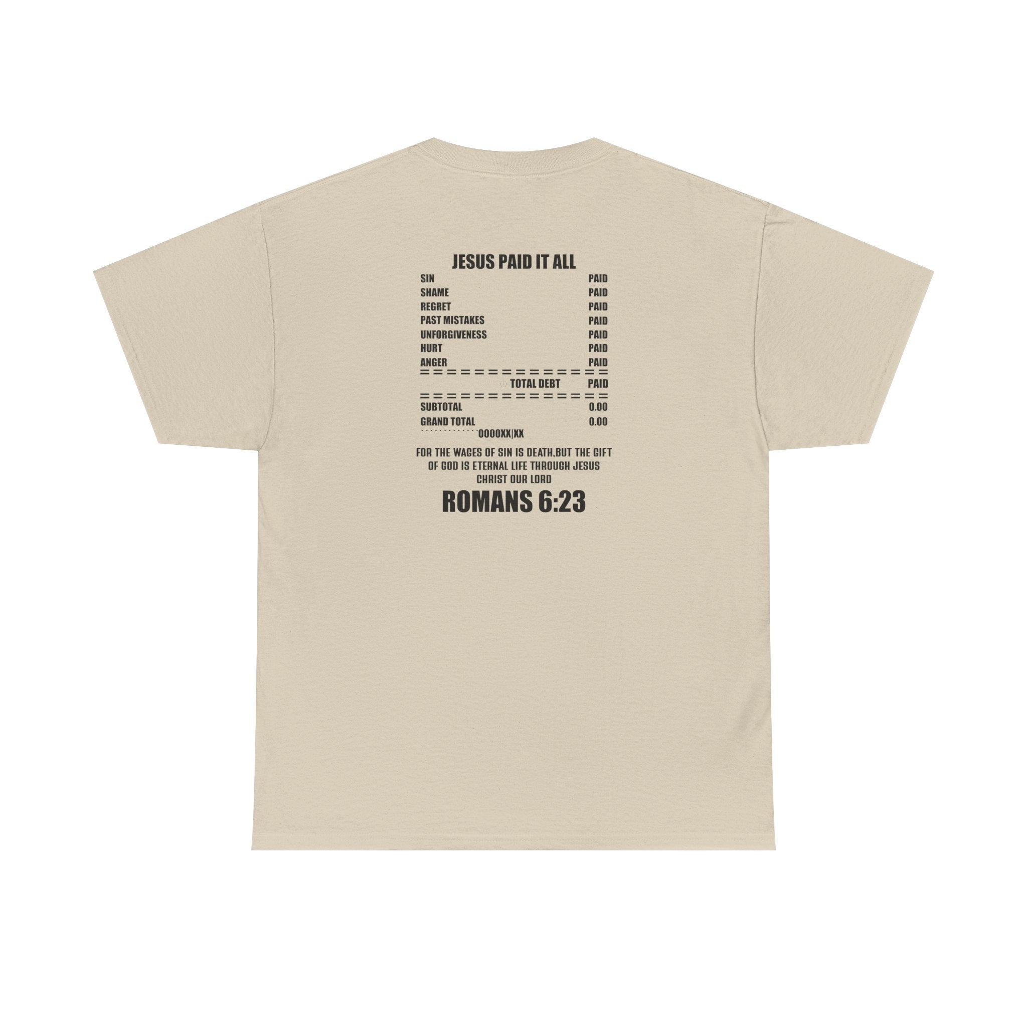 Inspirational Christian Tee 'Put on the Full Armor of God' with Romans 6:23 Faith Heavy Cotton T-Shirt