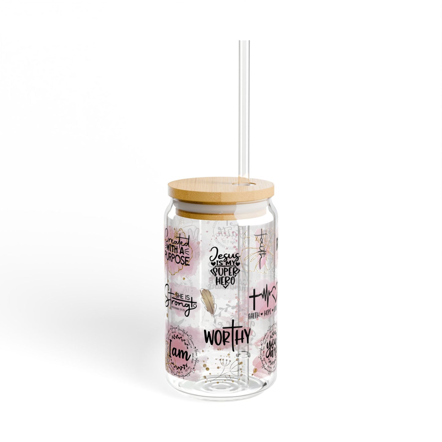 Christian Scripture Sipper Glass Tumbler
