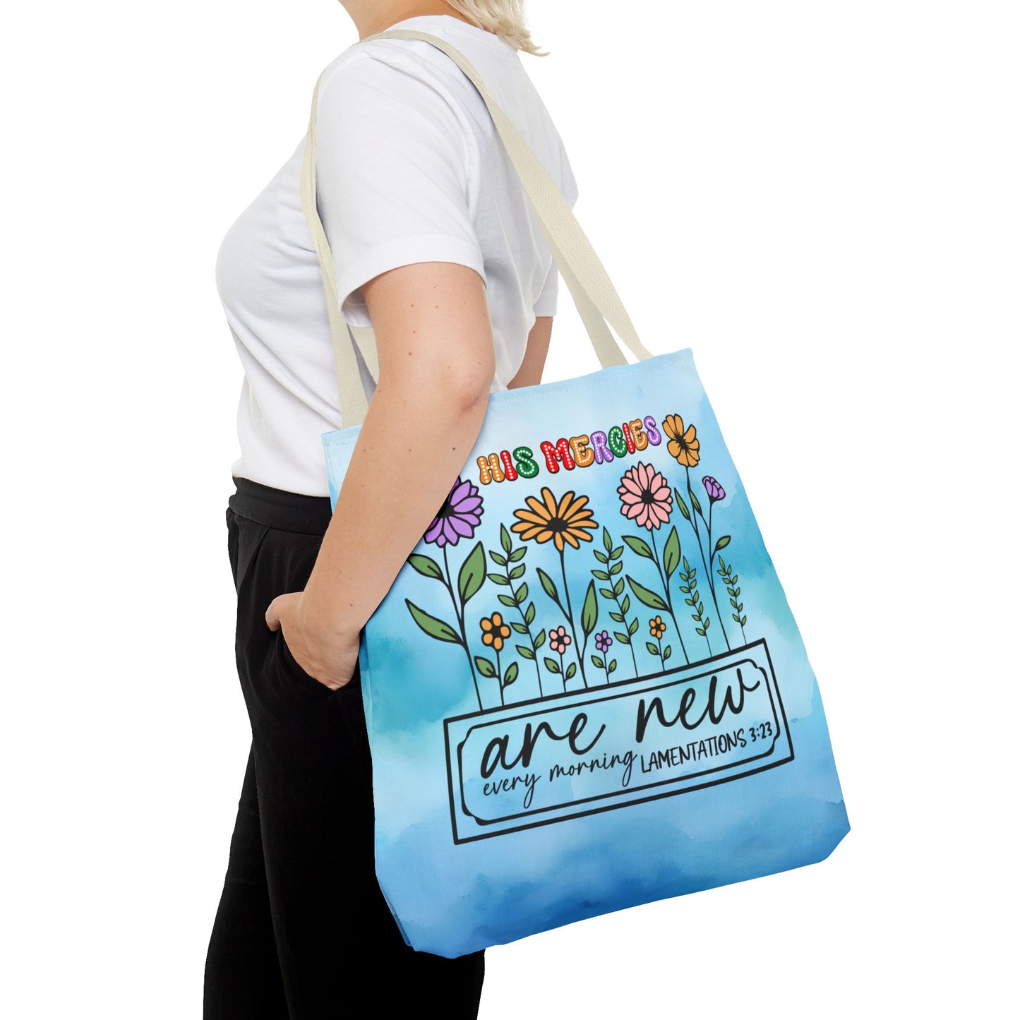 Scripture Blue Tie Dye Tote Bag