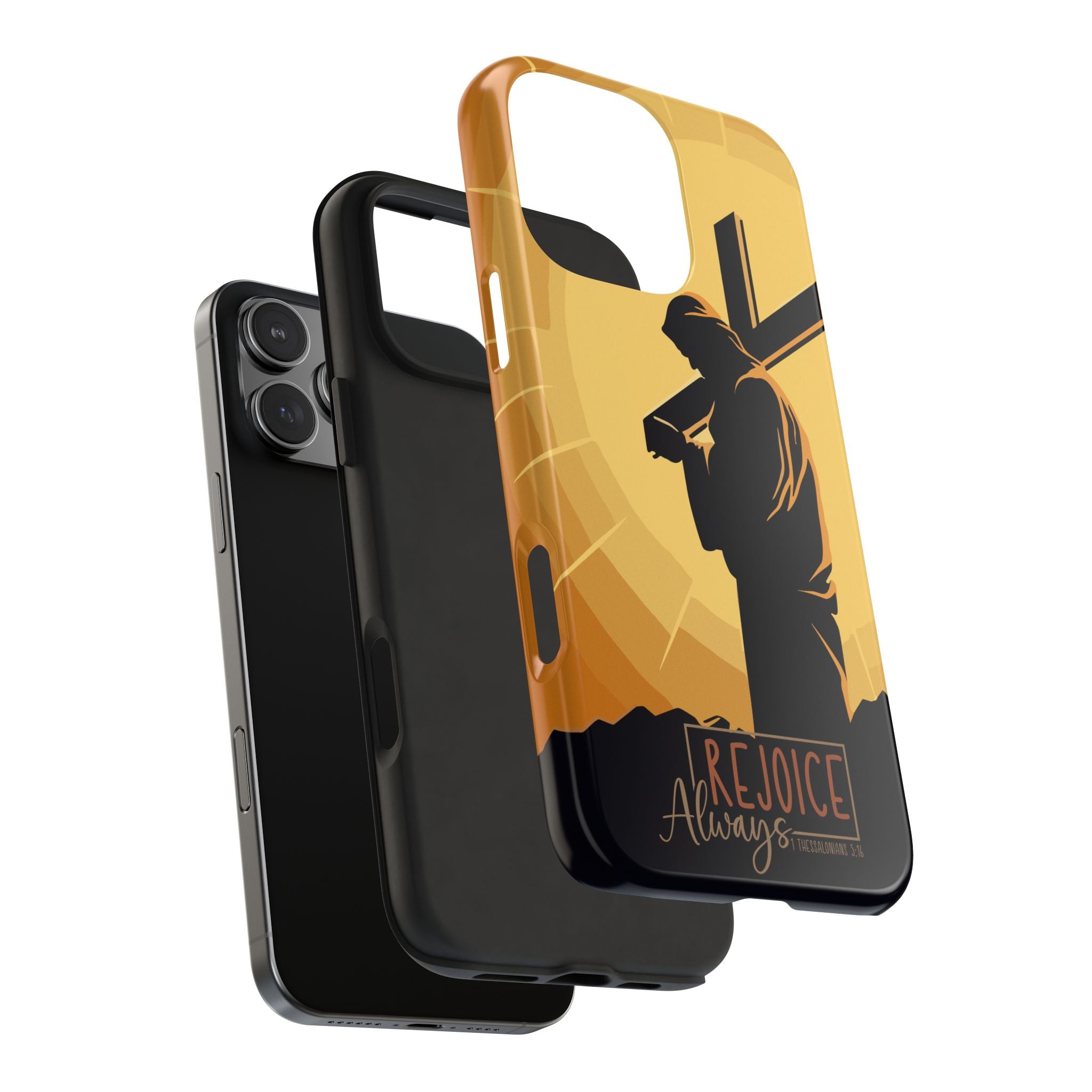 Christian Tough Phone Case, Inspirational Phone Cover, Religious Gifts, Faith-Based Accessory, Rejoice Always for iPhone and Samsung