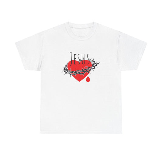 Jesus Heart Crown Of Thorns Unisex Heavy Cotton Tee