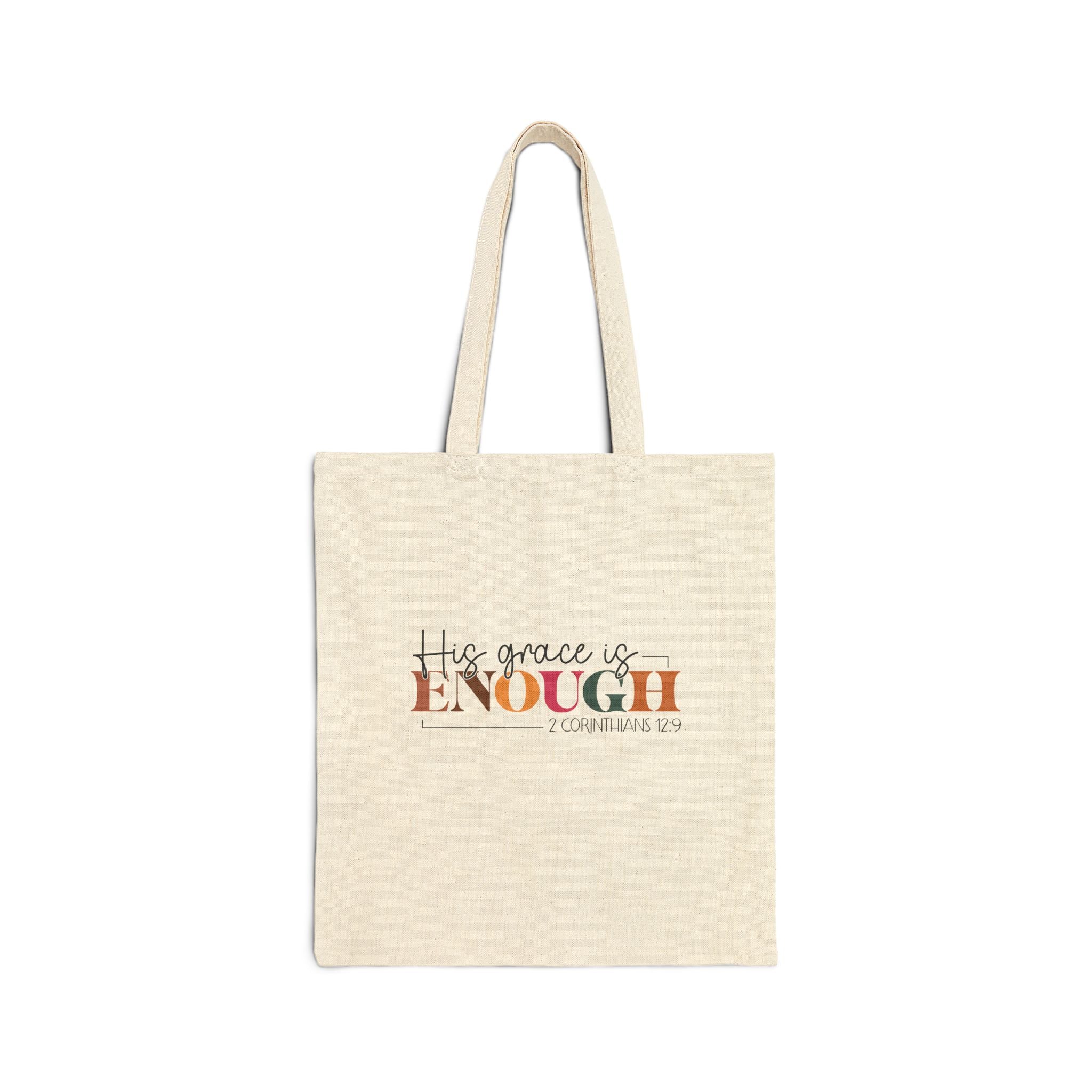 Inspirational Tote Bag - His Grace Is Enough, Eco-friendly Shopping Bag, Bible Verse Gift, Everyday Reusable Tote, Faith-based Accessory