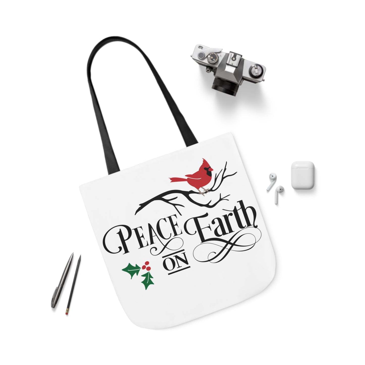 Peace On Earth Polyester Canvas Tote Bag