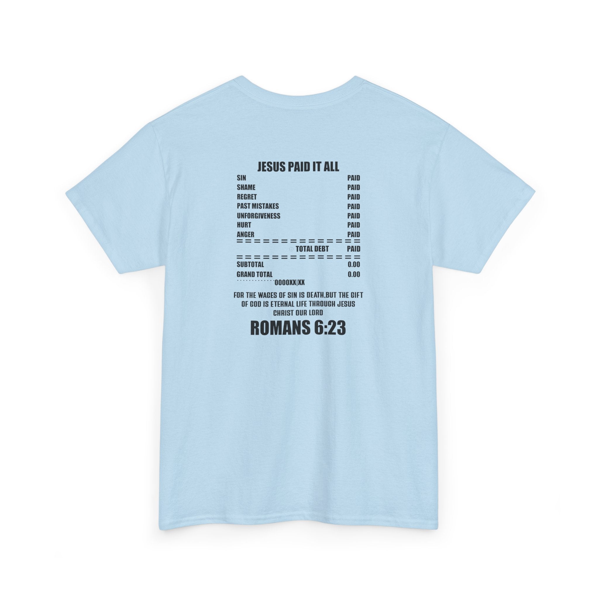 Inspirational Christian Tee 'Put on the Full Armor of God' with Romans 6:23 Faith Heavy Cotton T-Shirt