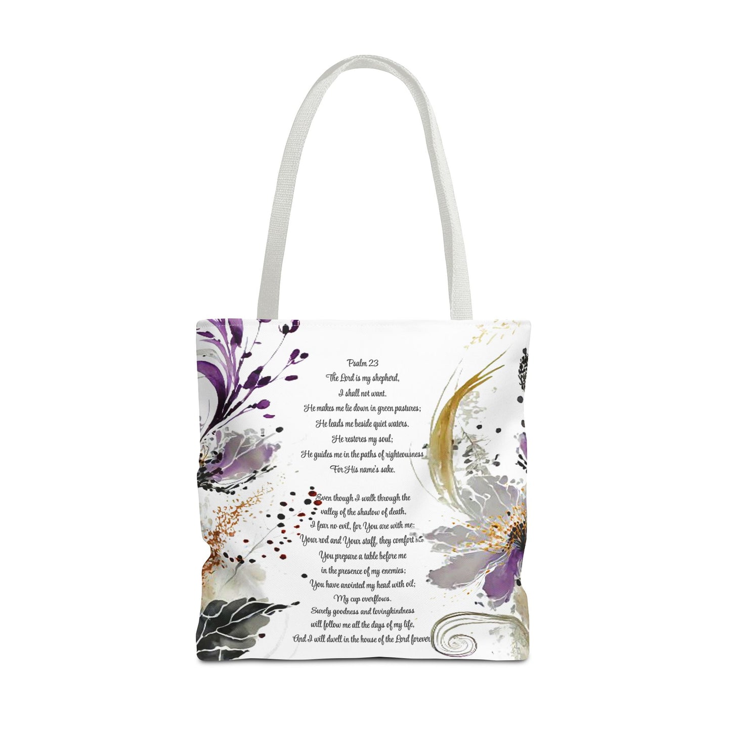 Psalm 23 Floral Tote Bag