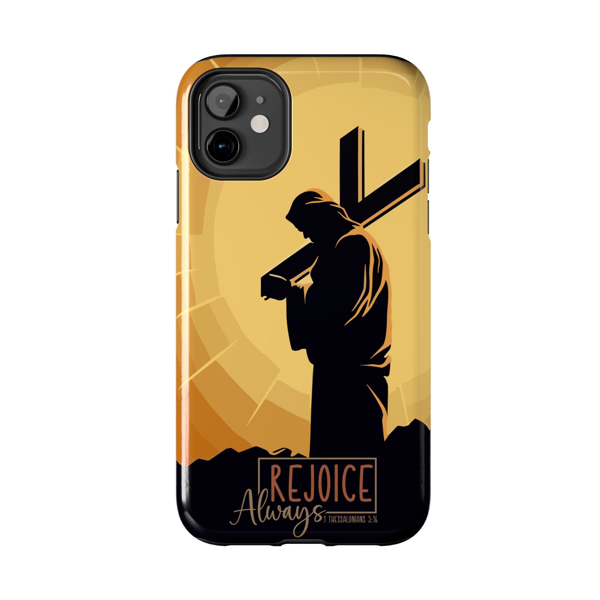 Christian Tough Phone Case, Inspirational Phone Cover, Religious Gifts, Faith-Based Accessory, Rejoice Always for iPhone and Samsung