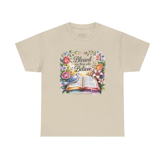 Blessed Heavy Cotton Tee | Inspirational Shirt for Believers, Faith-Based Gift, Christian Apparel, Uplifting T-Shirt