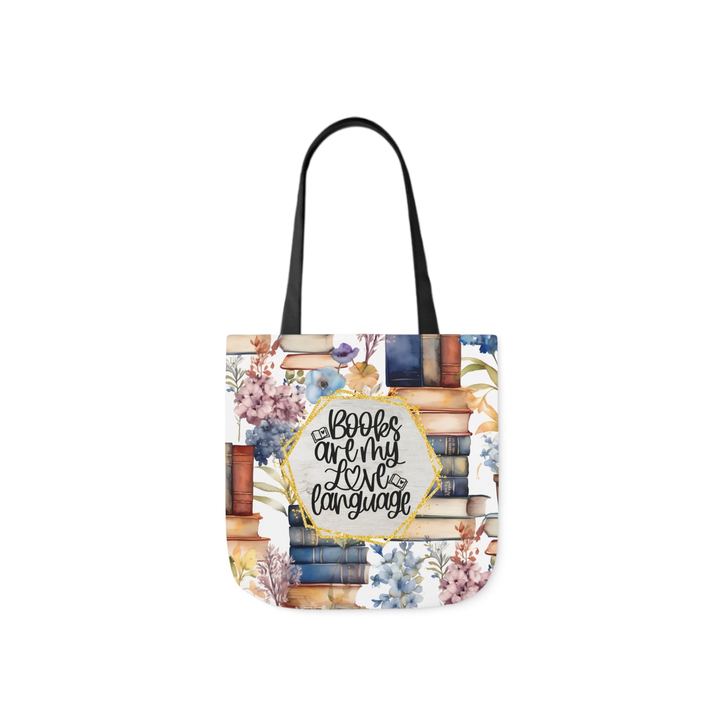 Books Are My Love Language Polyester Canvas Tote Bag