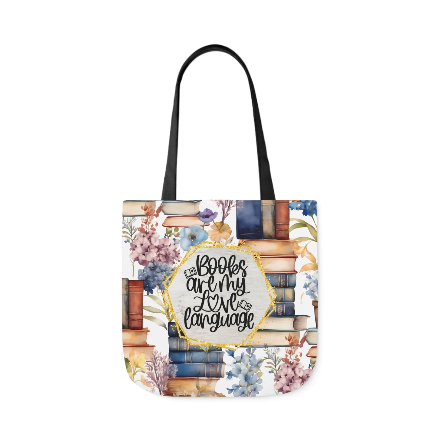 Books Are My Love Language Polyester Canvas Tote Bag