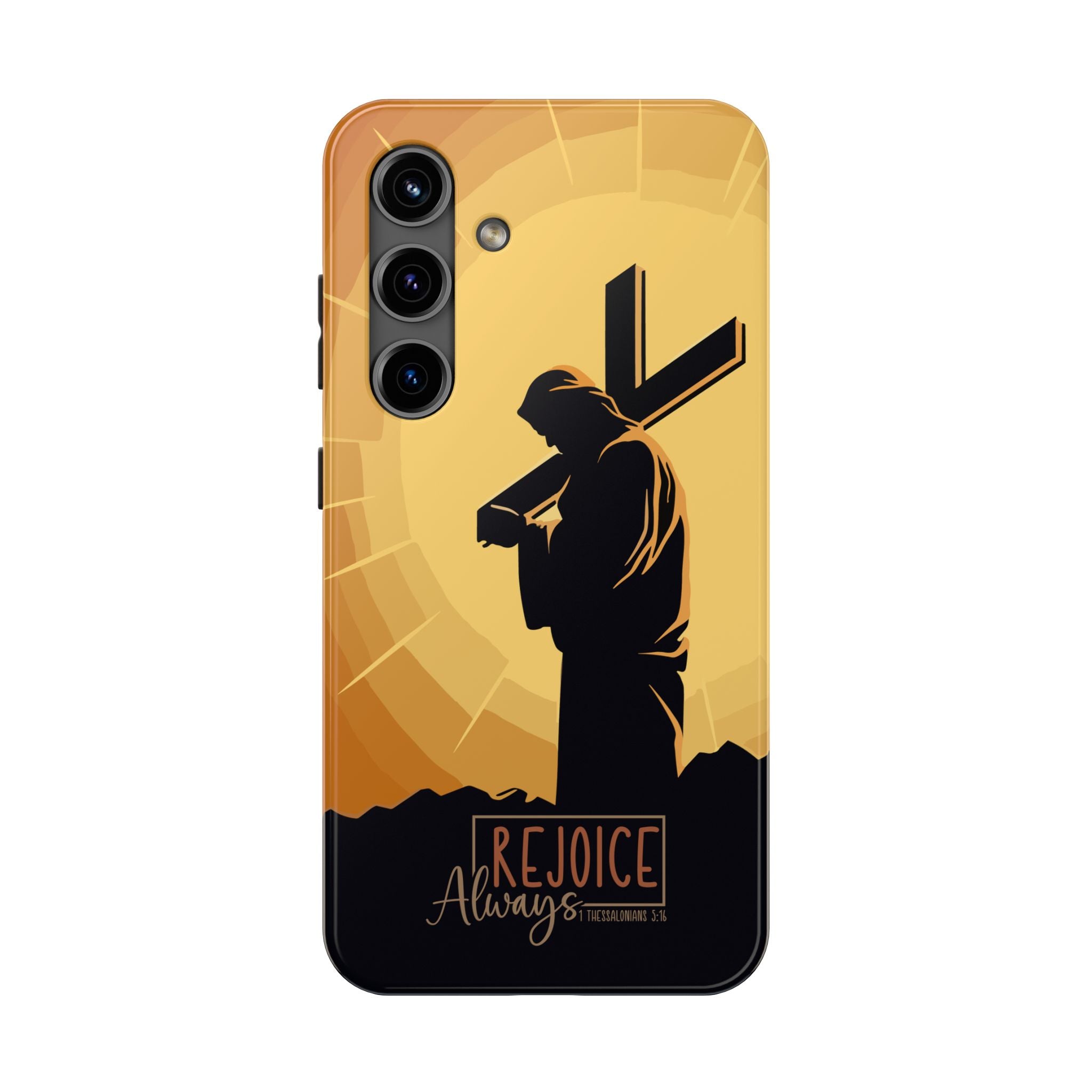 Christian Tough Phone Case, Inspirational Phone Cover, Religious Gifts, Faith-Based Accessory, Rejoice Always for iPhone and Samsung