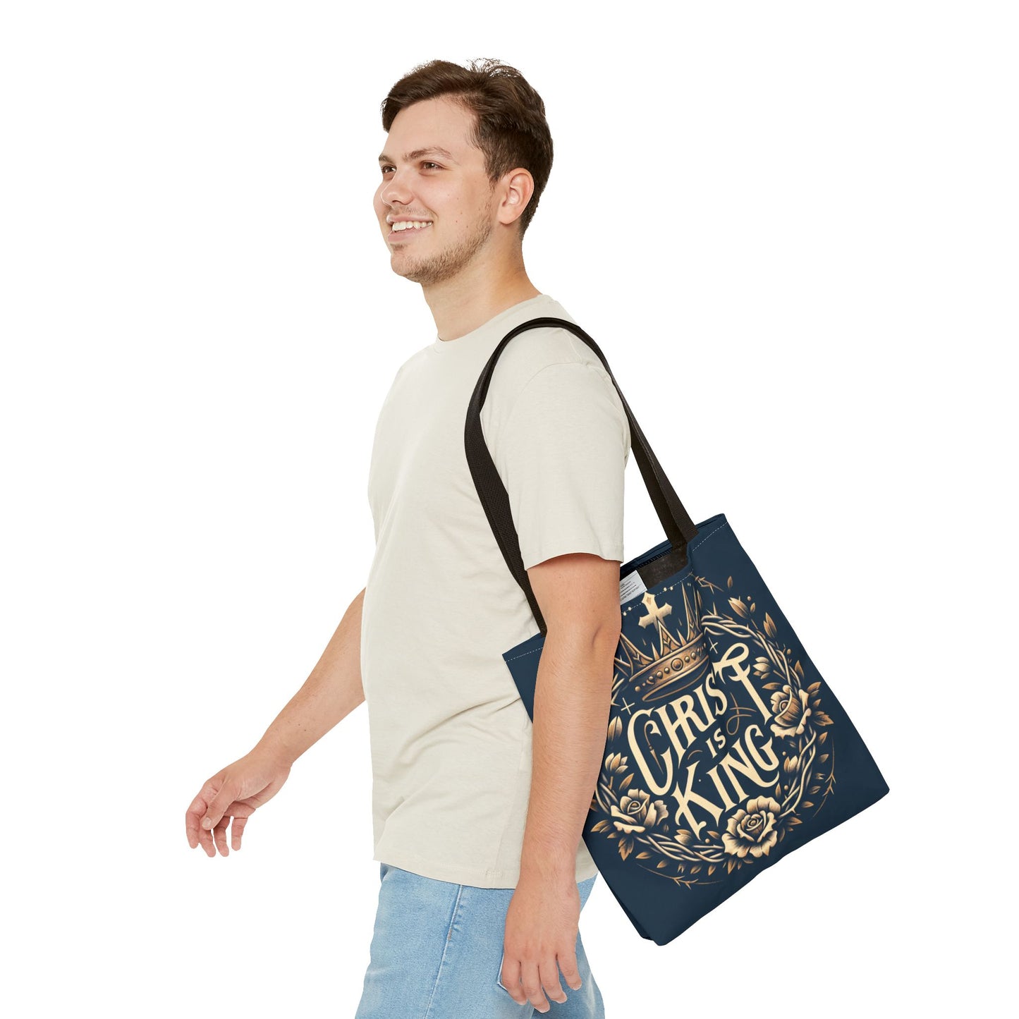Christ is King Tote Bag, Inspirational Tote, Christian Gift, Floral Design Bag, Religious Accessories, Everyday Tote