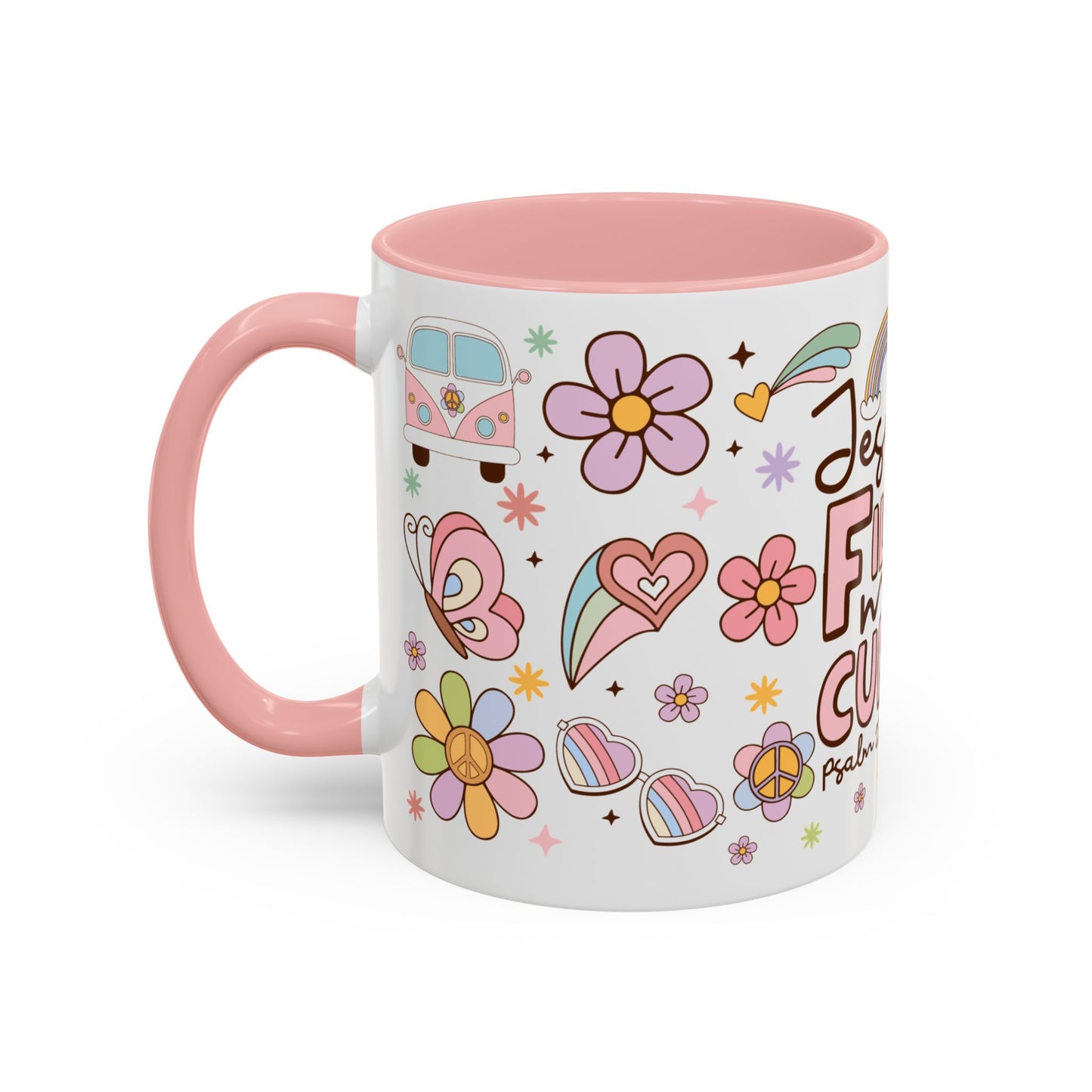 Jesus Fills My Cup Pink & White Accent Coffee Mug